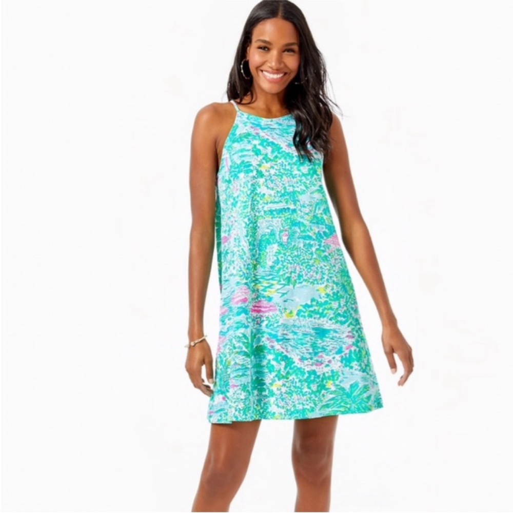 Lilly Pulitzer Margot Swing Dress in Gustavia Green Sunshine City Sz L
